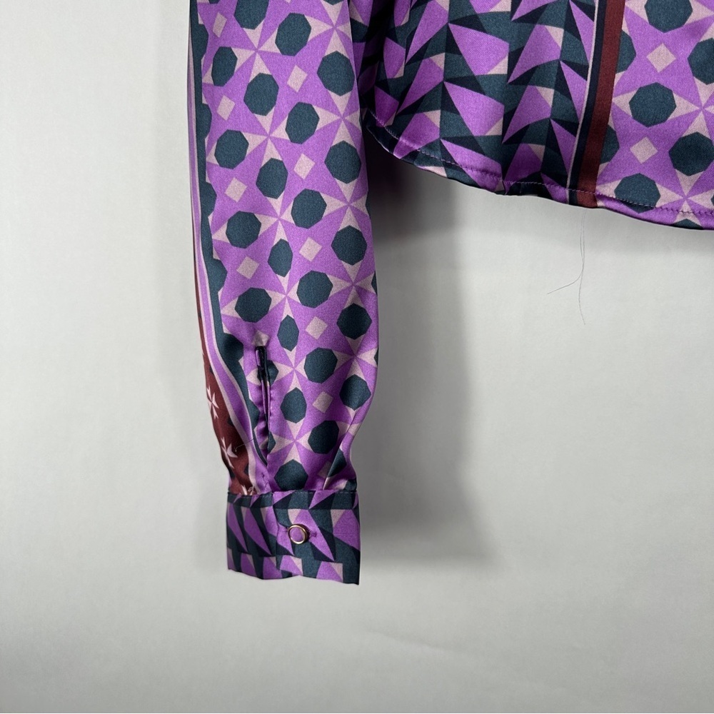 House of Harlow Purple and Brown Patterned Women's Top | Size Small - Picture 6 of 10